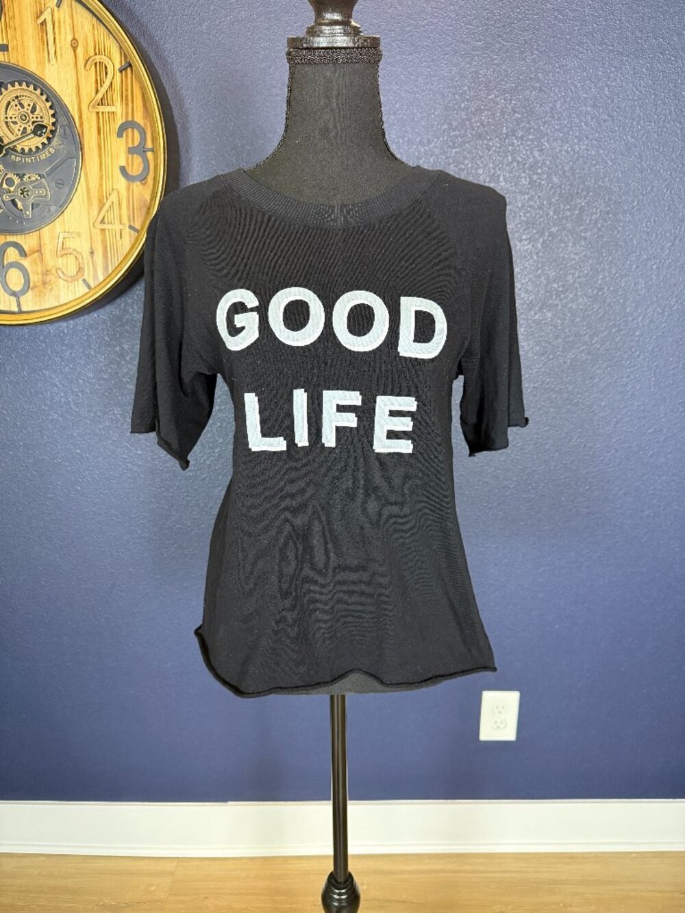 good hYOUman GOOD LIFE Graphic Tee Black Short Sleeve T-Shirt | Size XS